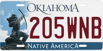 OK license plate 205WNB