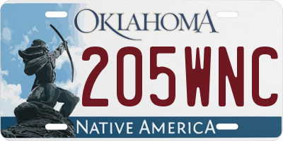 OK license plate 205WNC