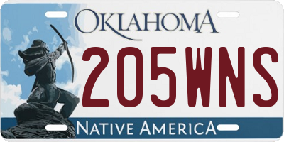 OK license plate 205WNS