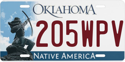 OK license plate 205WPV