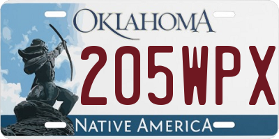 OK license plate 205WPX