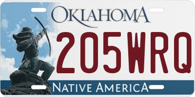OK license plate 205WRQ