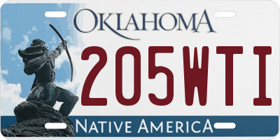 OK license plate 205WTI