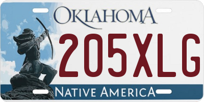 OK license plate 205XLG