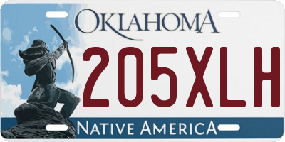 OK license plate 205XLH