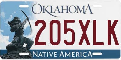 OK license plate 205XLK