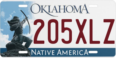 OK license plate 205XLZ