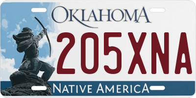 OK license plate 205XNA