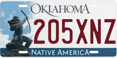 OK license plate 205XNZ