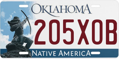 OK license plate 205XOB