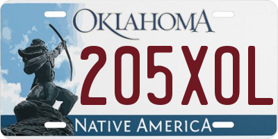 OK license plate 205XOL