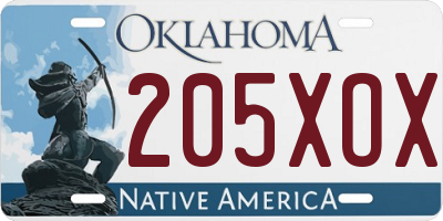 OK license plate 205XOX