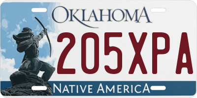 OK license plate 205XPA