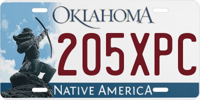 OK license plate 205XPC