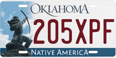 OK license plate 205XPF