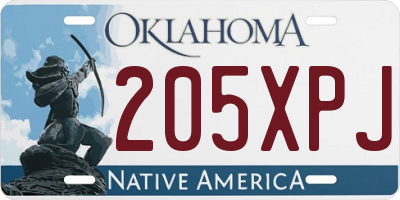 OK license plate 205XPJ