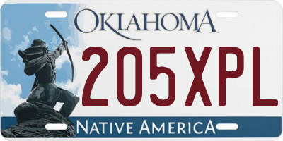 OK license plate 205XPL