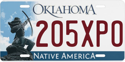 OK license plate 205XPO