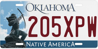 OK license plate 205XPW