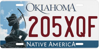 OK license plate 205XQF