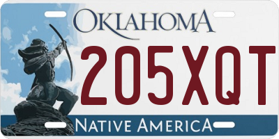 OK license plate 205XQT
