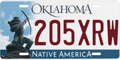 OK license plate 205XRW