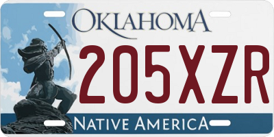 OK license plate 205XZR