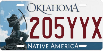 OK license plate 205YYX