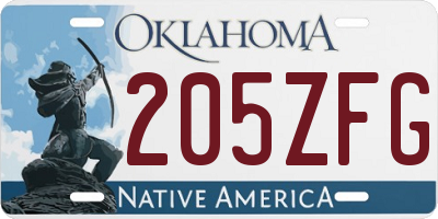 OK license plate 205ZFG