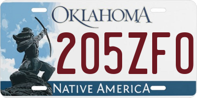 OK license plate 205ZFO
