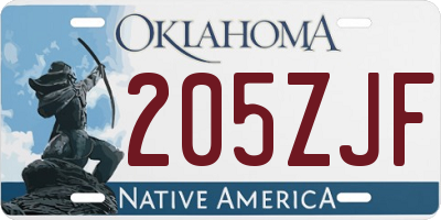 OK license plate 205ZJF