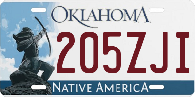 OK license plate 205ZJI