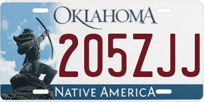 OK license plate 205ZJJ
