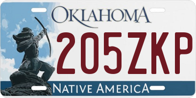 OK license plate 205ZKP