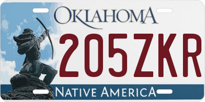 OK license plate 205ZKR