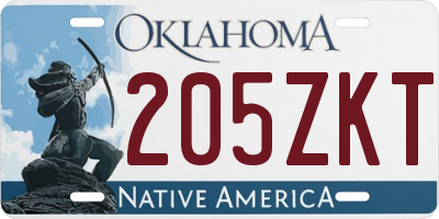OK license plate 205ZKT