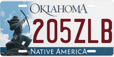 OK license plate 205ZLB