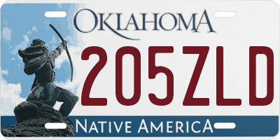 OK license plate 205ZLD