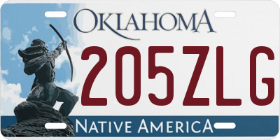 OK license plate 205ZLG