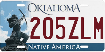 OK license plate 205ZLM