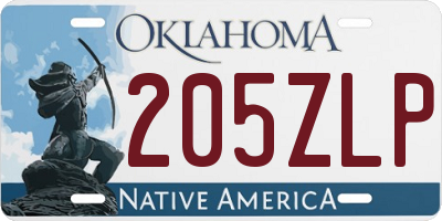 OK license plate 205ZLP
