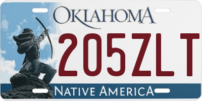 OK license plate 205ZLT