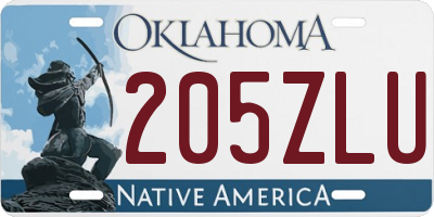 OK license plate 205ZLU
