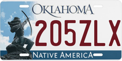 OK license plate 205ZLX