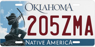 OK license plate 205ZMA
