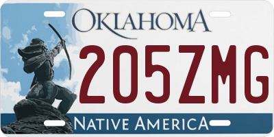 OK license plate 205ZMG