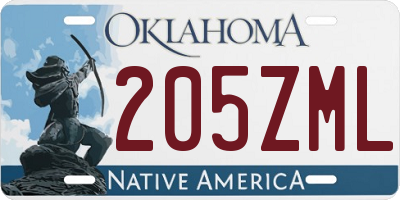 OK license plate 205ZML