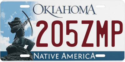 OK license plate 205ZMP
