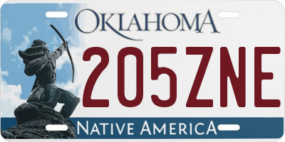 OK license plate 205ZNE