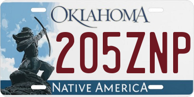 OK license plate 205ZNP